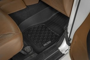 Jeep Wrangler Unlimited Floor Mats - Front + Rear - Rough Country - Flex-Fit - '14-'18